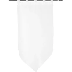 Vitrage à pattes voile uni blanc finition pointe pompon 60x120 cm x2