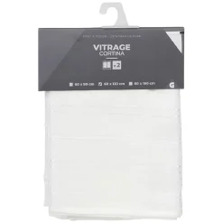 Vitrage blanc imprimé rayure 60x120cm x2