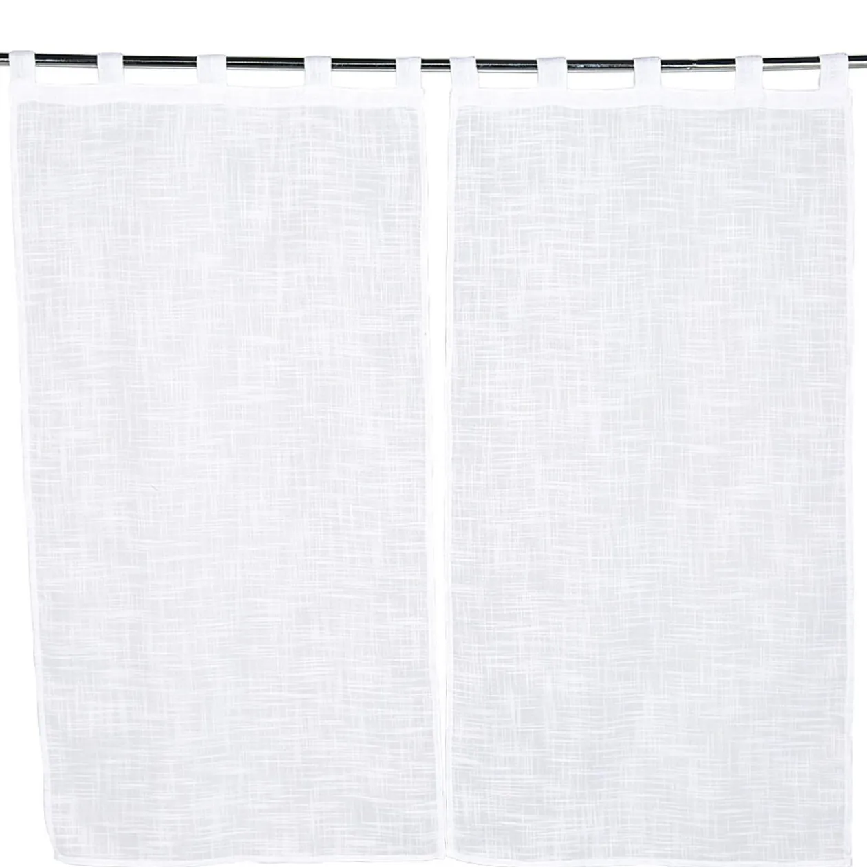 Vitrage droit à passants effet lin blanc uni x2