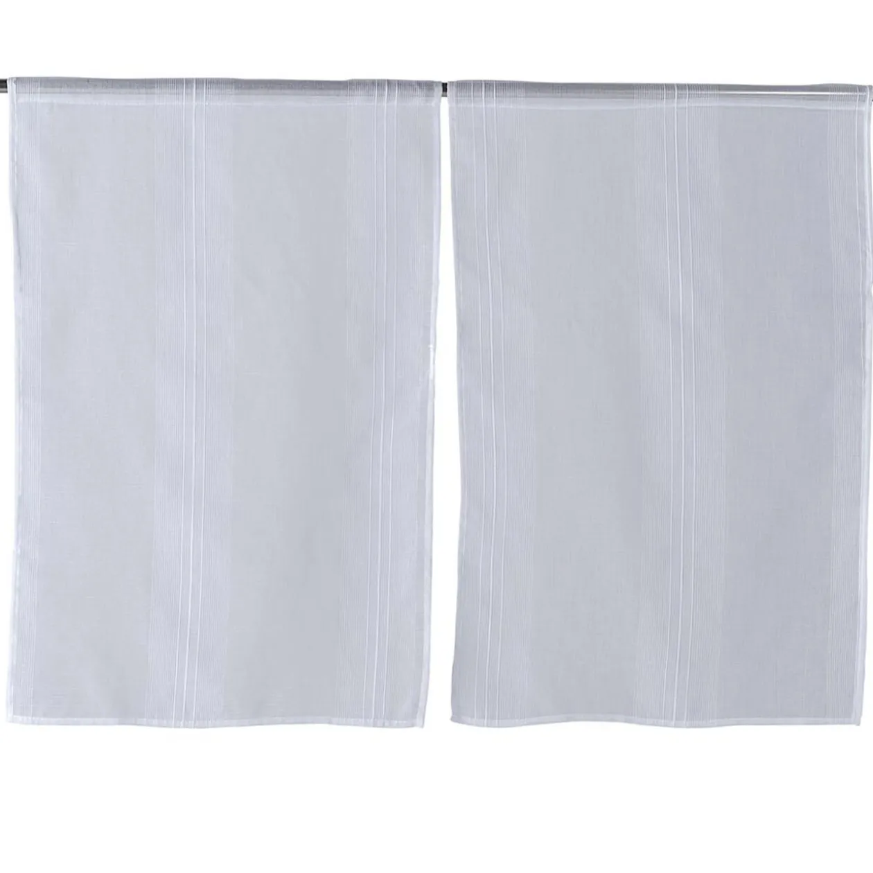 Vitrage droit passe tringle uni blanc 60x90 cm x2