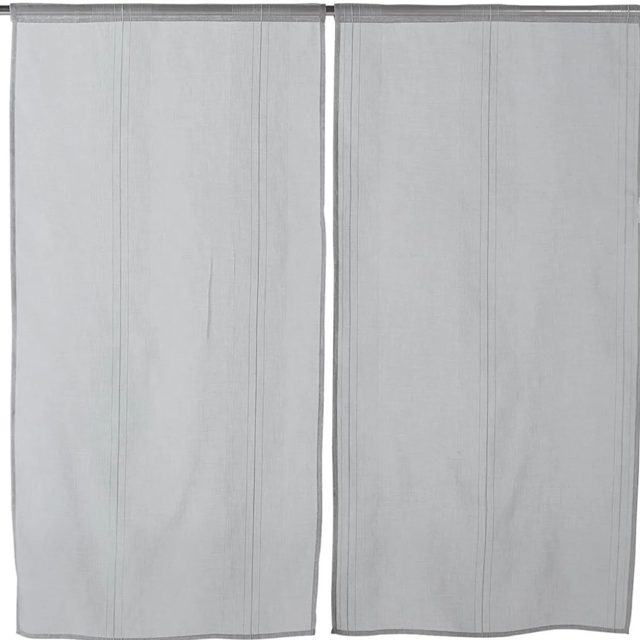 Vitrage droit passe tringle uni gris 60x120 cm x2