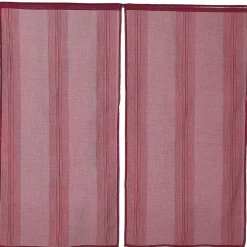 Vitrage droit passe tringle uni rouge 60x120 cm x2