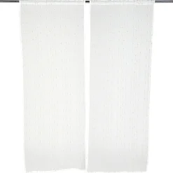 Vitrage droit passe tringle blanc broderie fil beige x2