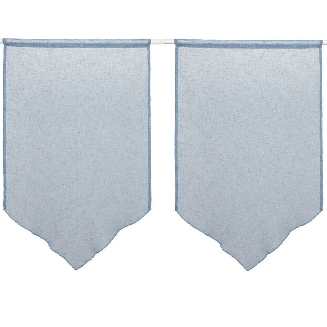 Vitrage en pointe passe tringle uni bleu orage x 2