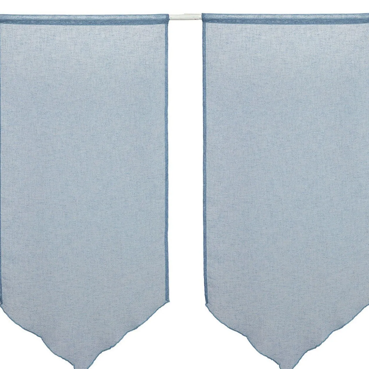 Vitrage en pointe passe tringle uni bleu orage x 2