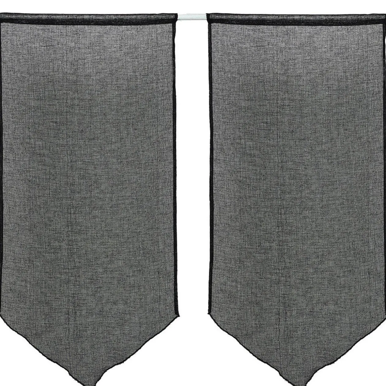 Vitrage en pointe passe tringle uni noir x 2