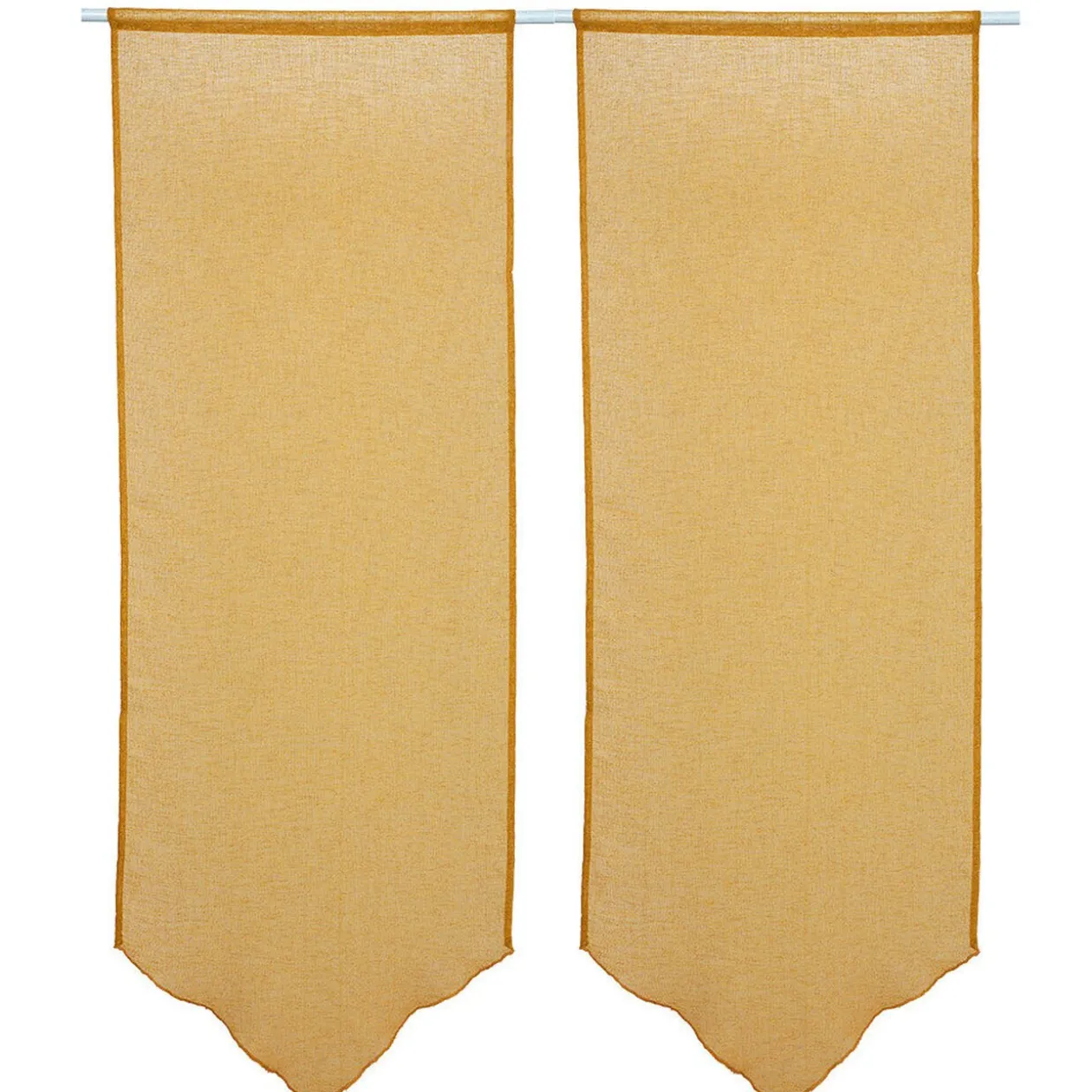 Vitrage en pointe uni jaune moutarde x 2
