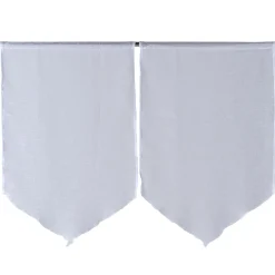 Vitrage passe tringle finition pointe effet lin uni blanc 60x90 cm x2