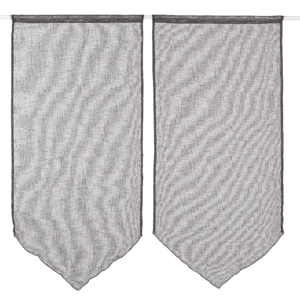 Vitrage passe tringle pointe gris effet lin x2