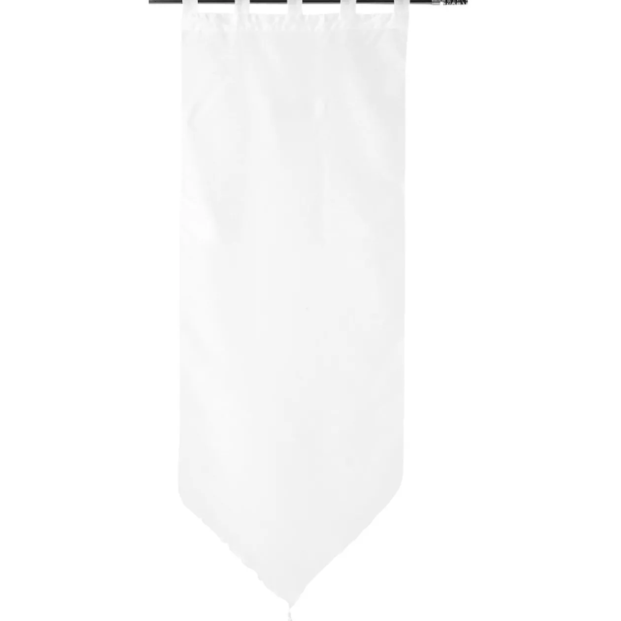 Vitrage passe tringle voile uni blanc pointe pompon 60x160cm x2