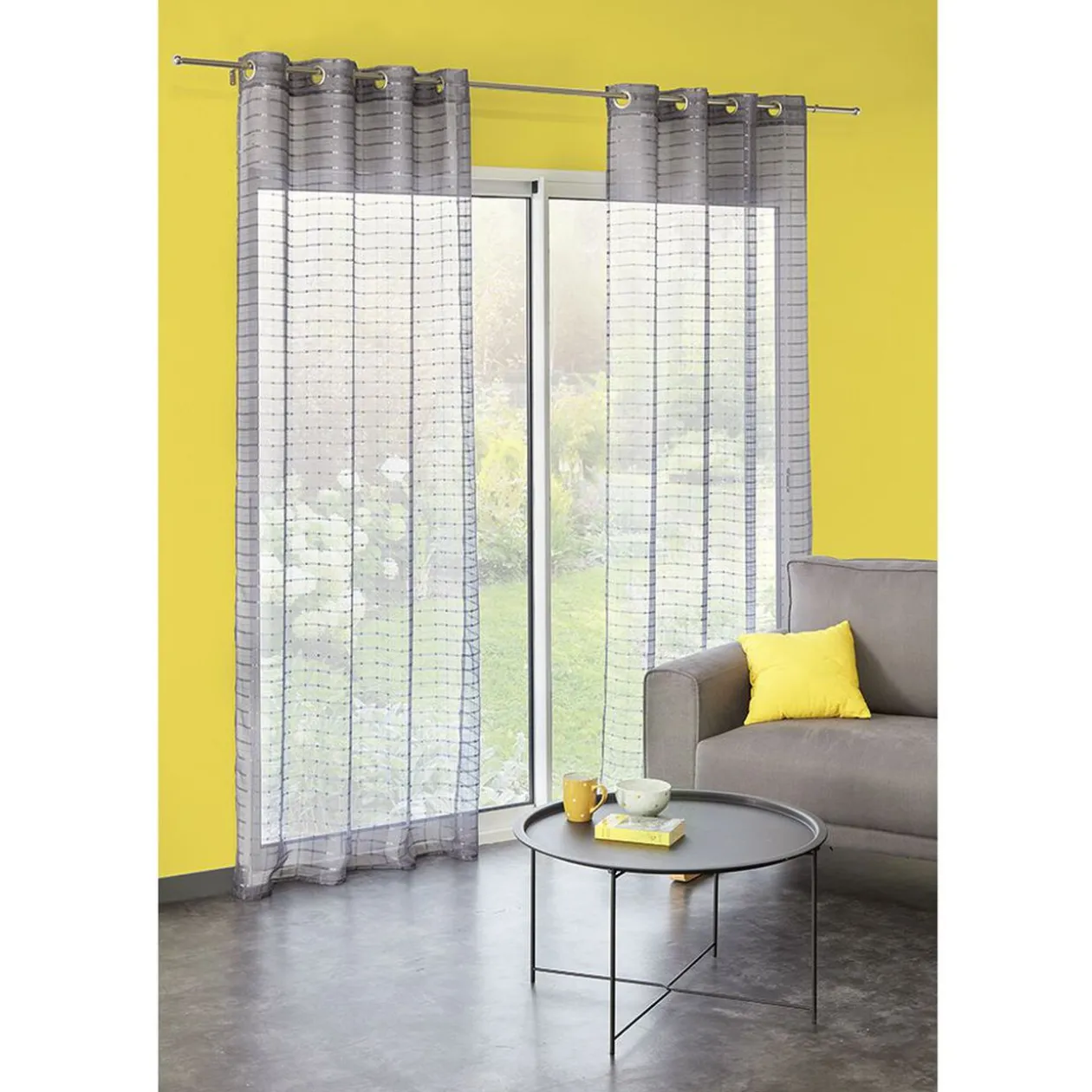 Voilage à motif rayures effet perle 140x240 cm