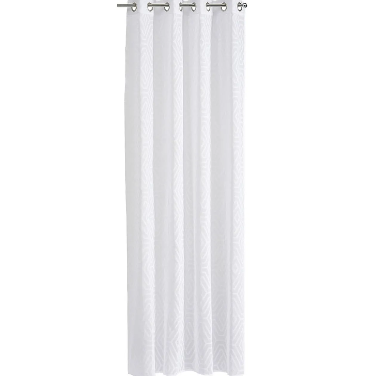 Voilage à oeillets aspect toile à beurre uni blanc