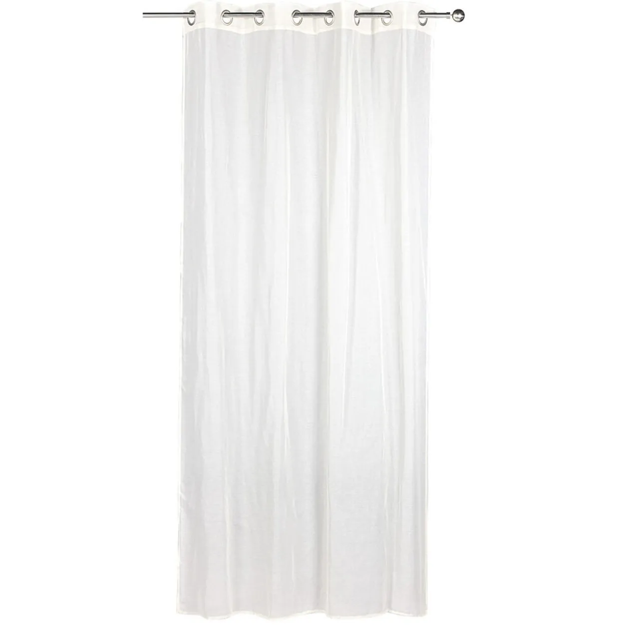 Voilage à oeillets aspect toile à beurre uni blanc ivoire