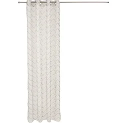 Voilage à oeillets beige imprimé chevrons 100% polyester 140x240cm