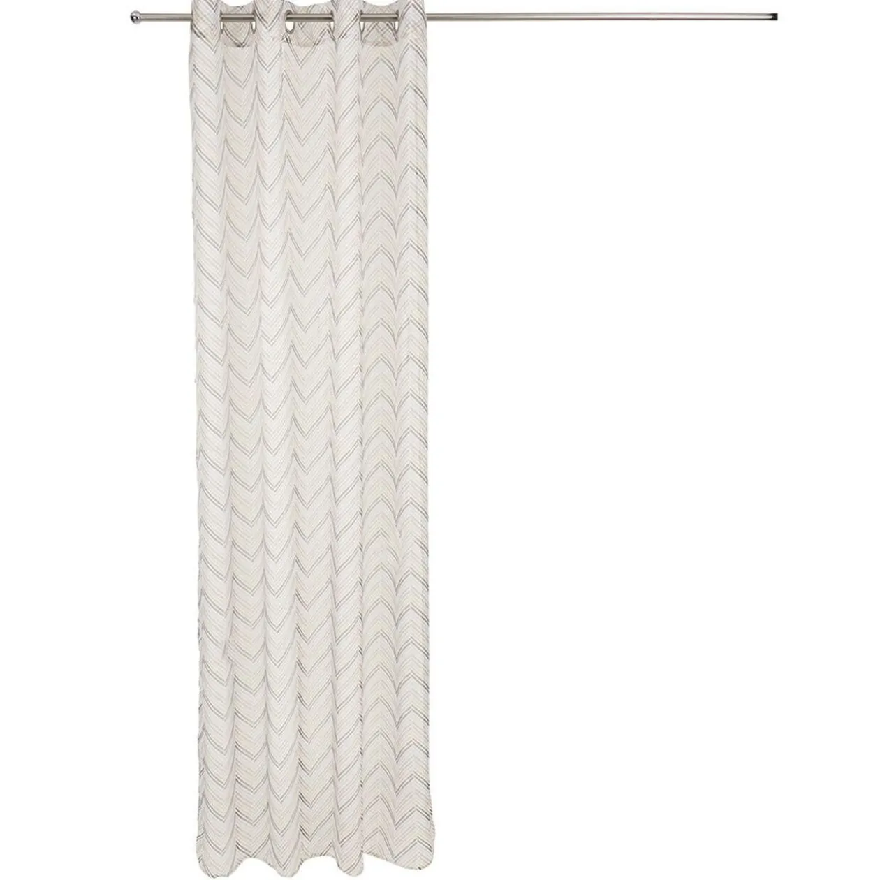 Voilage à oeillets beige imprimé chevrons 100% polyester 140x240cm