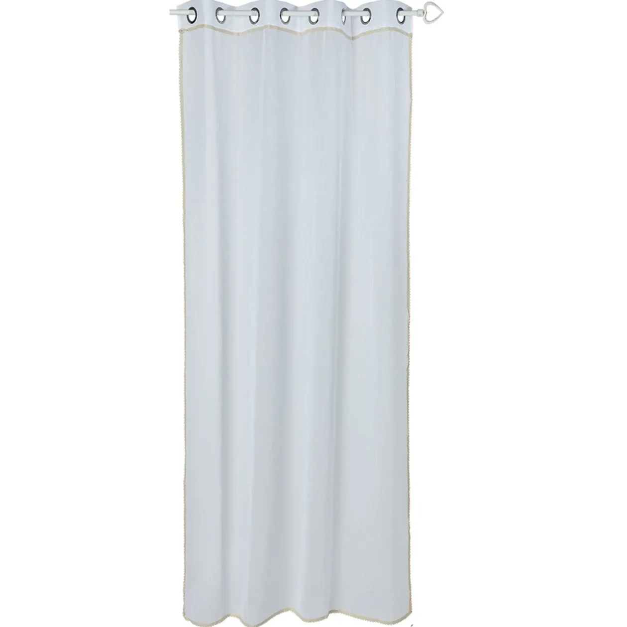 Voilage à oeillets blanc avec bordure dentelle 140x240 cm