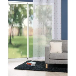 Voilage à oeillets blanc décor pompons rose 140x240 cm