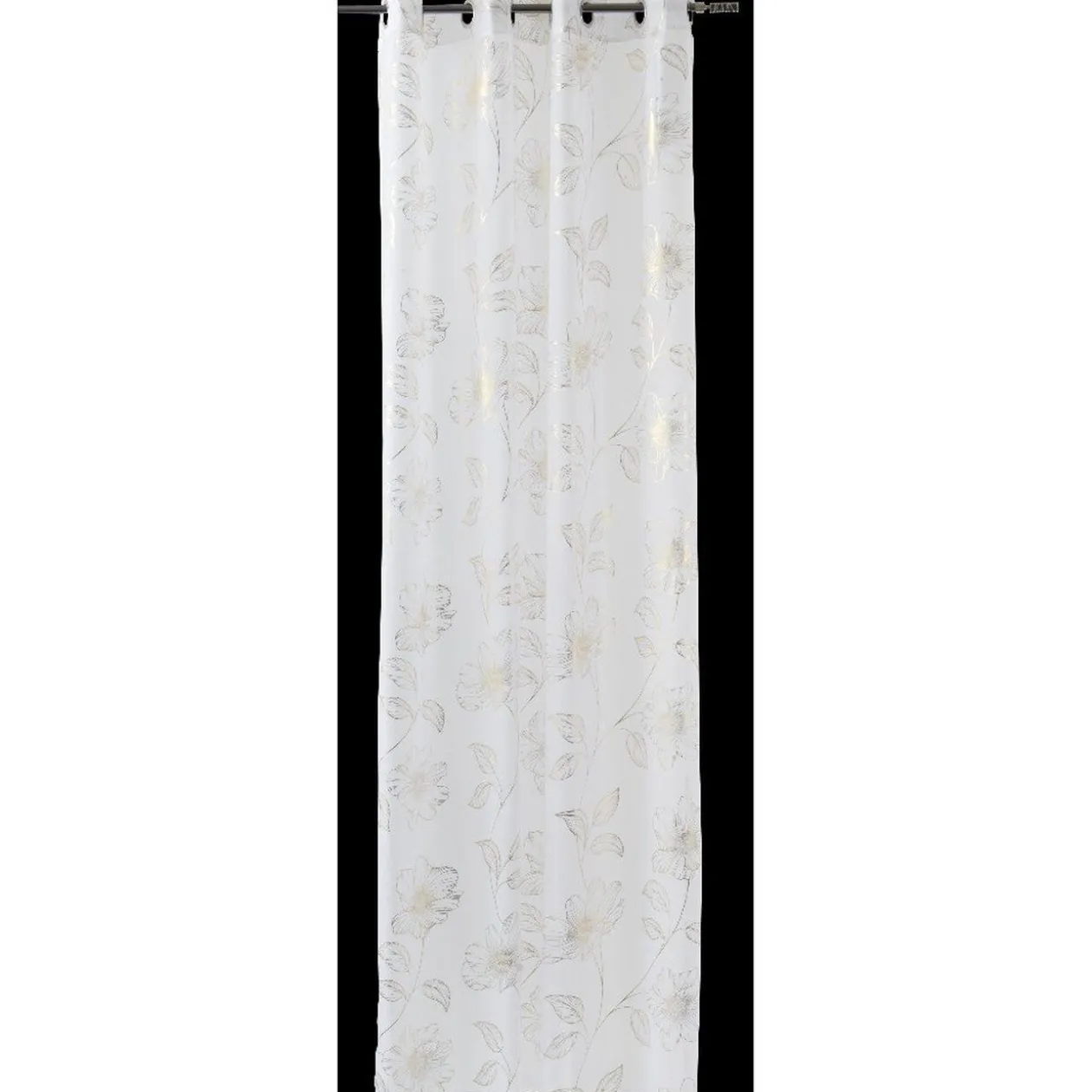 Voilage à oeillets blanc fils argentés ou dorés