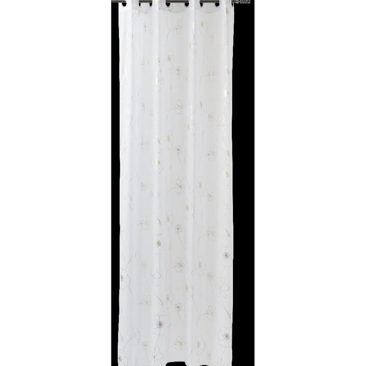 Voilage à oeillets blanc fils argentés ou dorés