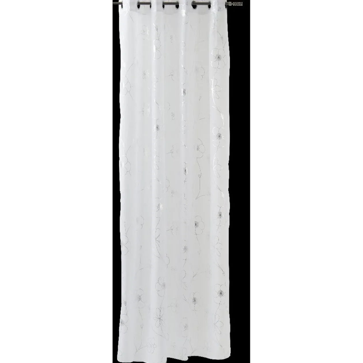 Voilage à oeillets blanc fils argentés ou dorés