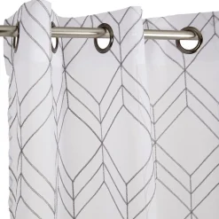 Voilage à oeillets blanc motif géométrique argenté 140x240cm - Scandi