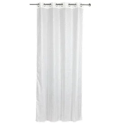 Voilage à oeillets blanc petits motifs arrondis marron taupe