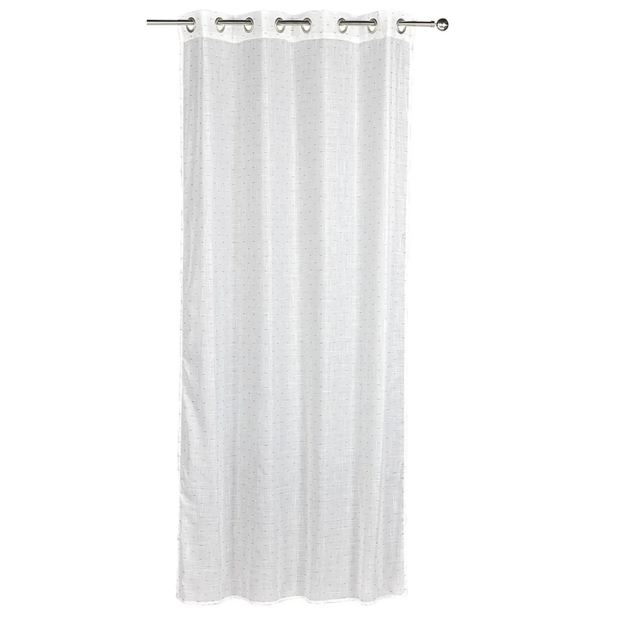 Voilage à oeillets blanc petits motifs arrondis marron taupe