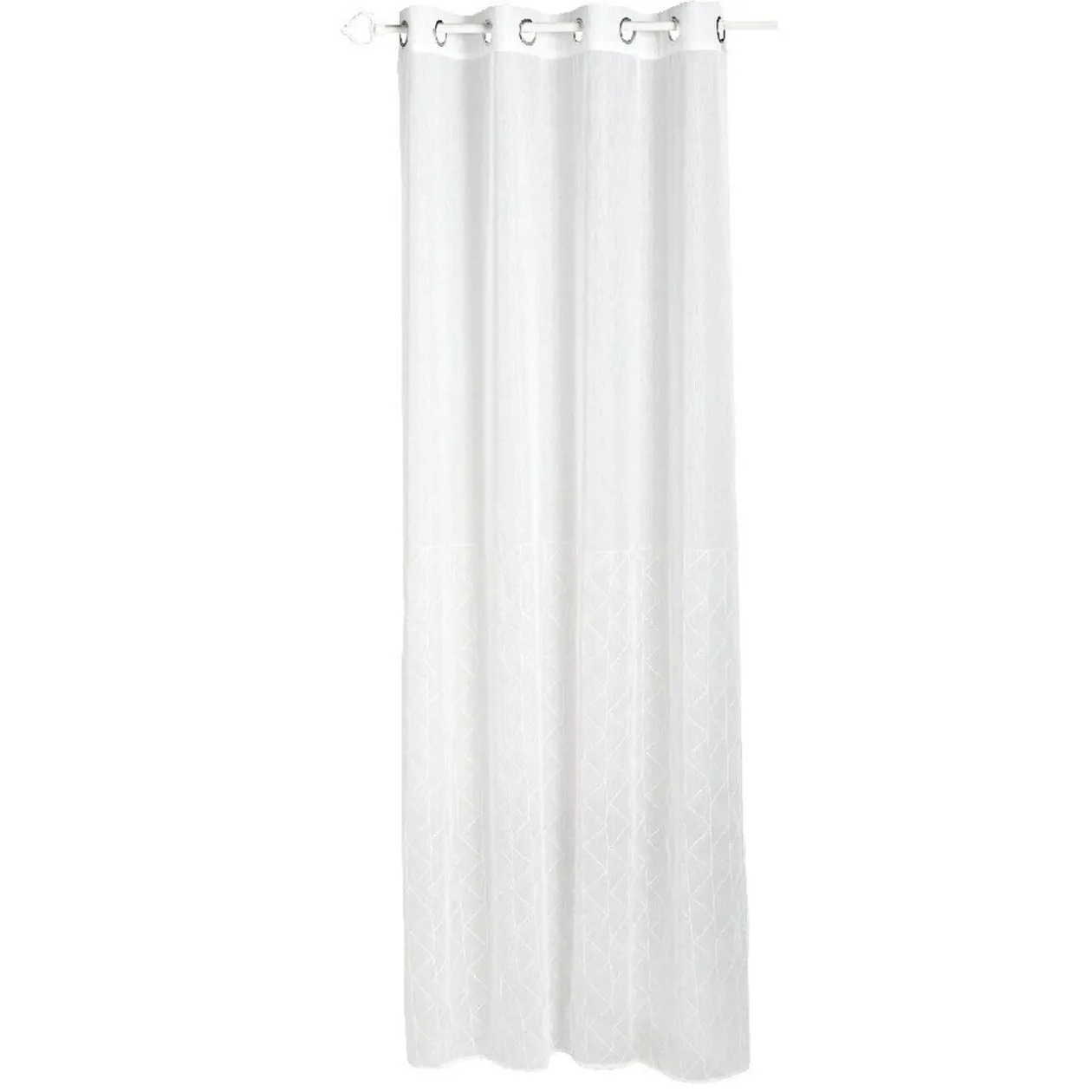 Voilage à oeillets blanc surpiqûres géométriques