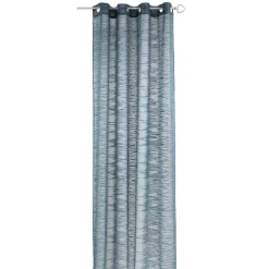 Voilage à oeillets bleu canard effet broderie zig zag