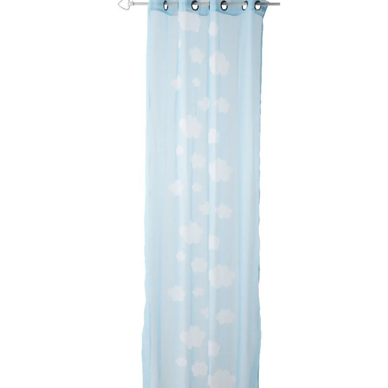Voilage à oeillets bleu motif nuages blancs