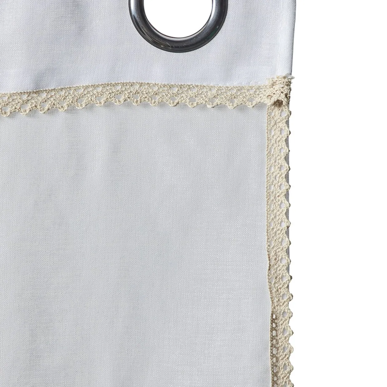 Voilage à oeillets couleur sable avec dorure dentelle