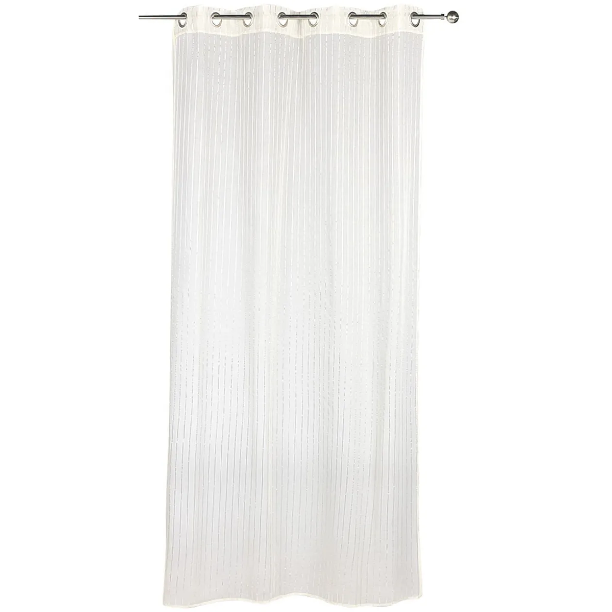 Voilage à oeillets écru lignes verticales argentées