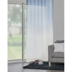 Voilage à oeillets Cyclade design tie and die blanc bleu