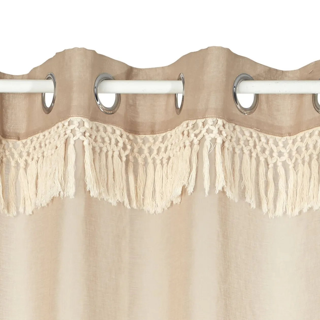 Voilage à oeillets Dolly effet sable avec franges