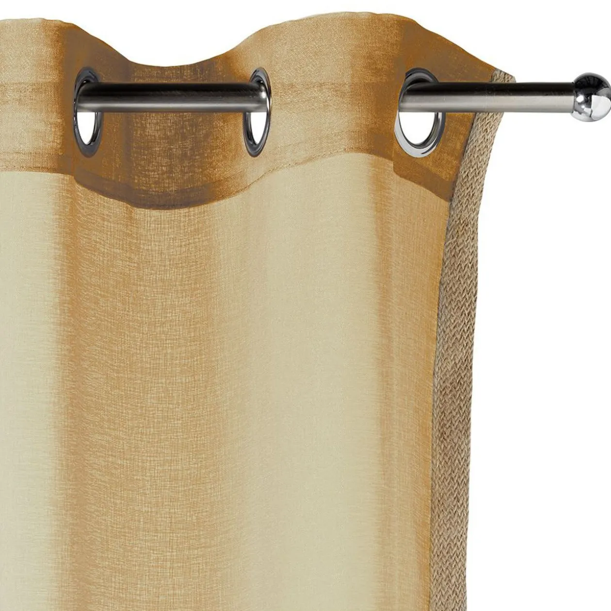 Voilage à oeillets Dolly uni avec bord en jute 140x240 cm