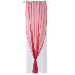 Voilage à oeillets double uni rouge et blanc