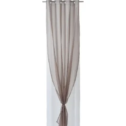 Voilage à oeillets double uni taupe et blanc