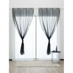 Voilage à oeillets double uni noir et blanc