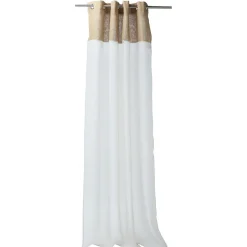 Voilage à oeillets en jute et polyester blanc ivoire