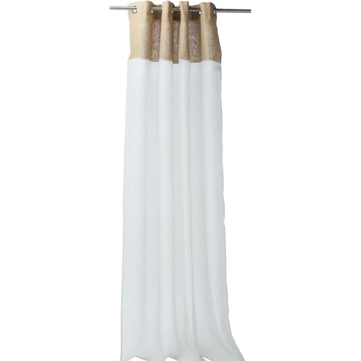 Voilage à oeillets en jute et polyester blanc ivoire