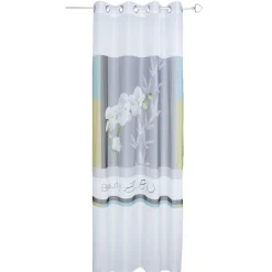 Voilage à oeillets en microfibre fond blanc design Zen