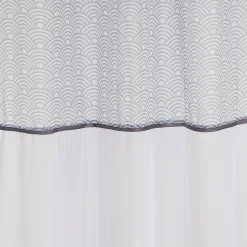 Voilage à oeillets Galoni haut imprimé motif arrondi gris