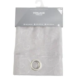 Voilage à oeillets gris clair imprimé arabesque 140x240 cm