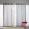 Voilage à oeillets gris design quadrillage