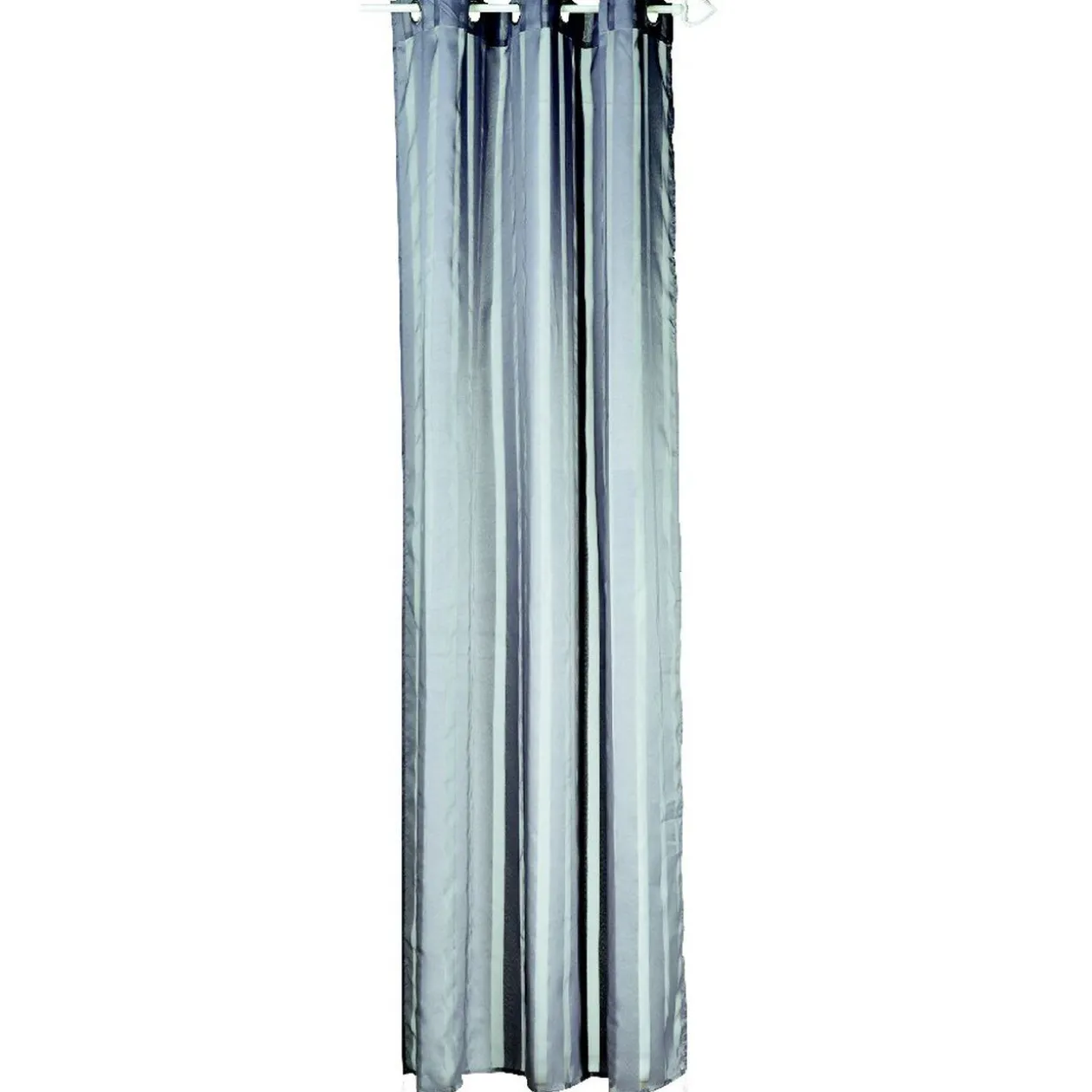 Voilage à oeillets gris et larges rayures verticales