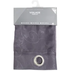 Voilage à oeillets gris foncé imprimé arabesque 140x240 cm