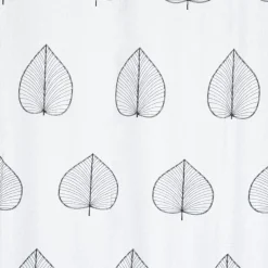 Voilage à oeillets gris motifs feuilles brodées