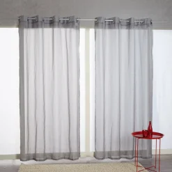 Voilage à oeillets gris rayé