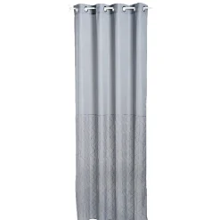 Voilage à oeillets gris surpiqûres géométriques