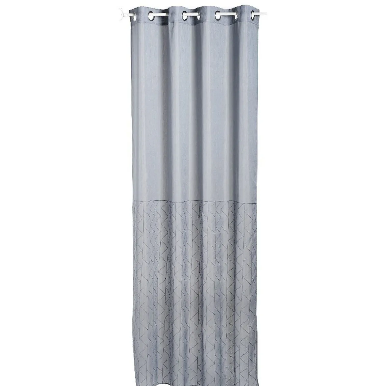 Voilage à oeillets gris surpiqûres géométriques